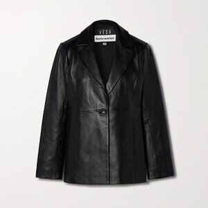 Reformation Veda Bowery Leather Blazer Black Size Large